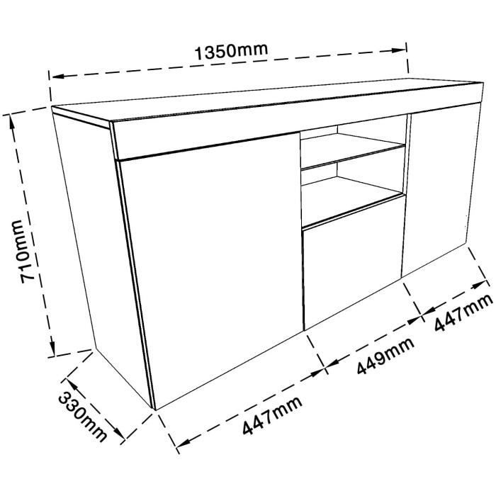 Meuble TV LED - DRIPEX - Surface Brillante - Blanc - Moderne - Avec Rangement