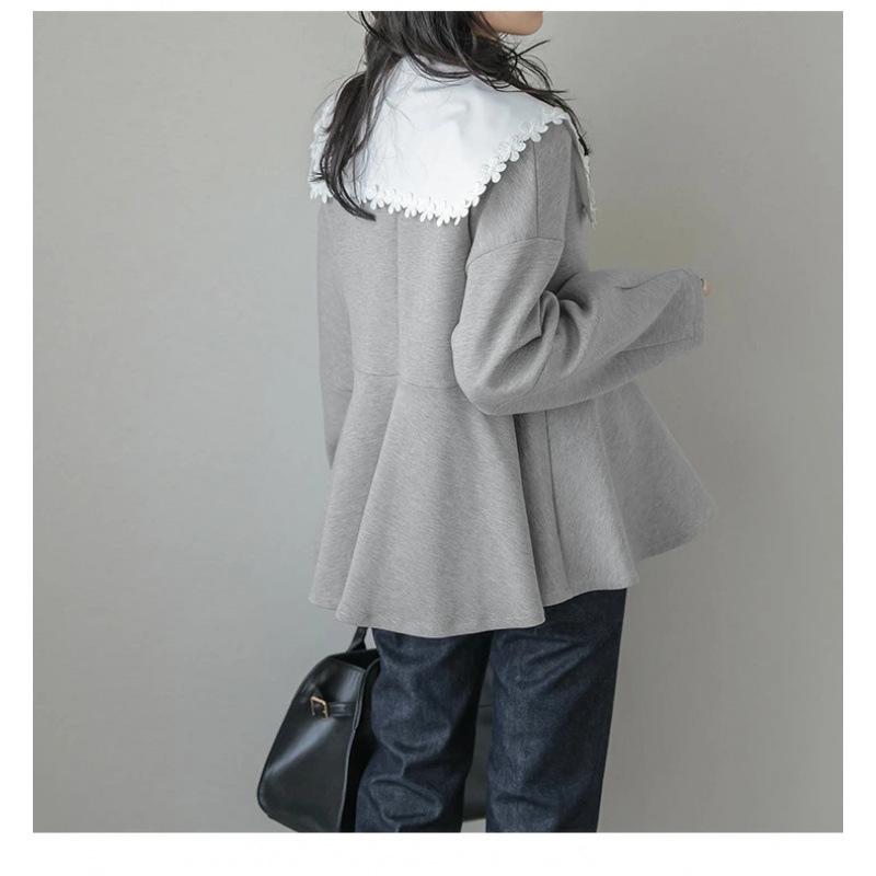 Ruffle Hem Slimming Waist-Cinching Short Hoodie Jacket One Size