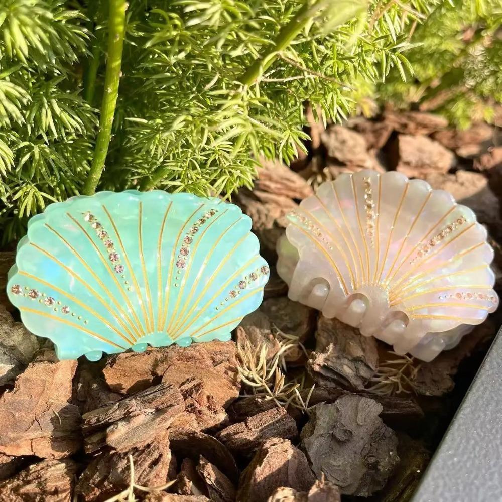 Non-slip Shell Shark Clip Jewelry Rhinestone Crab Clip Fashion Acetate Shell Hair Claw  Ladies