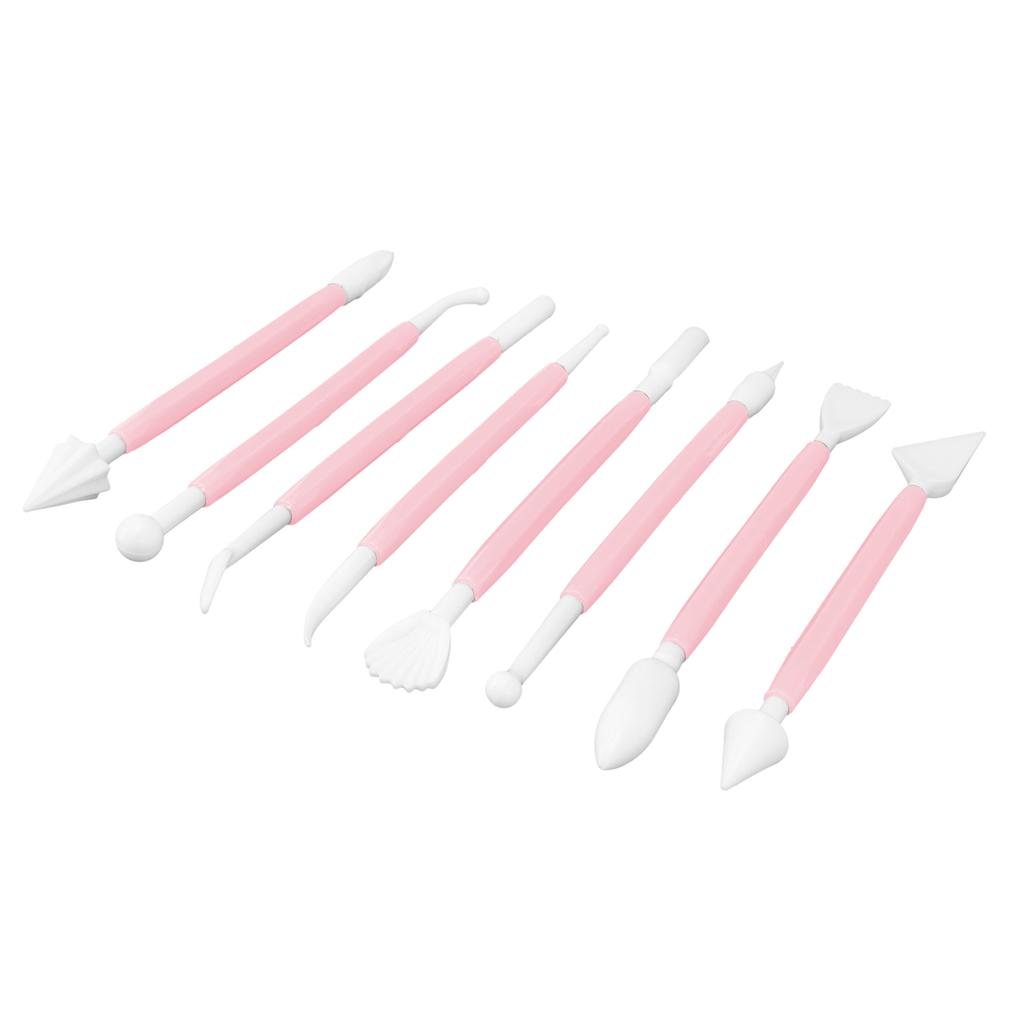 8Pcs Cake Fondant Decorating Tool Set Engraving Pen Cake Supplies DIY Baking ToolsPink
