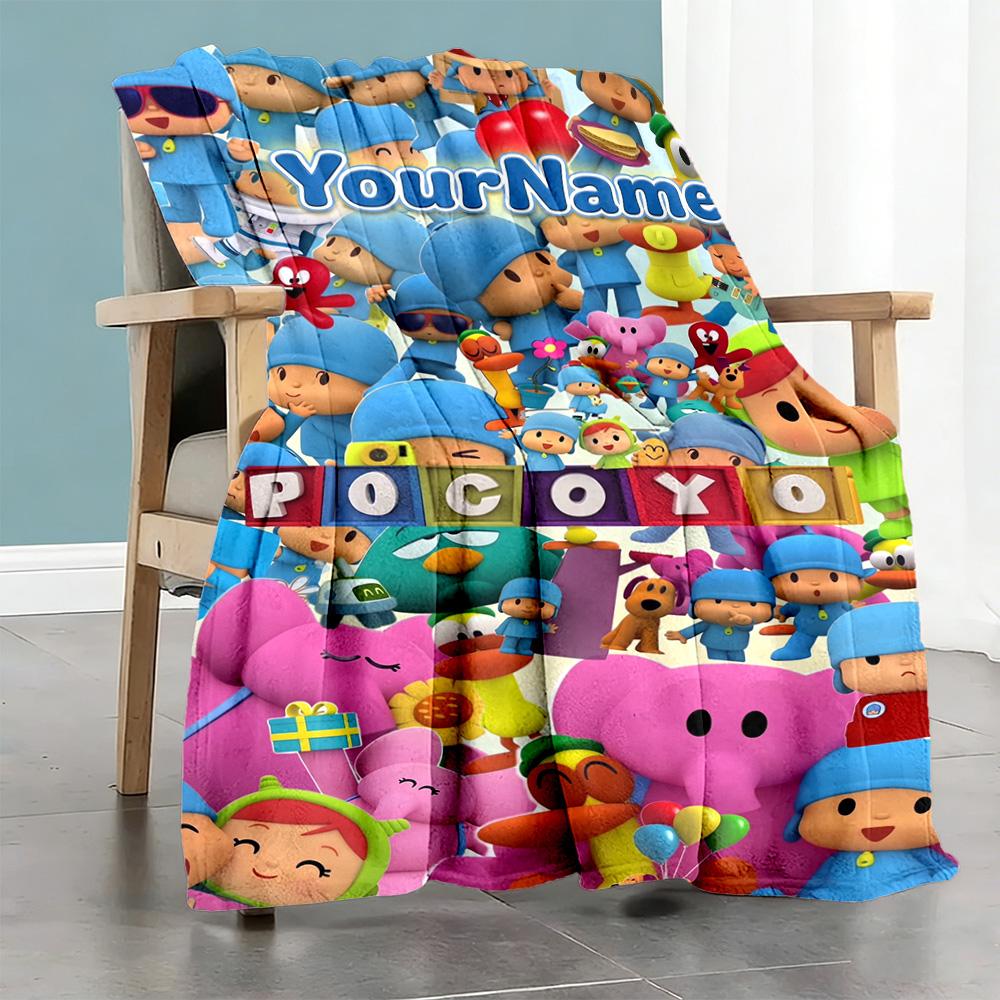 Pocoyo Personalized Name Blanket Gift Customizable Blanket Ultra-Soft Great for Home Decor Picnics Livingroom Living Room All-Season Use