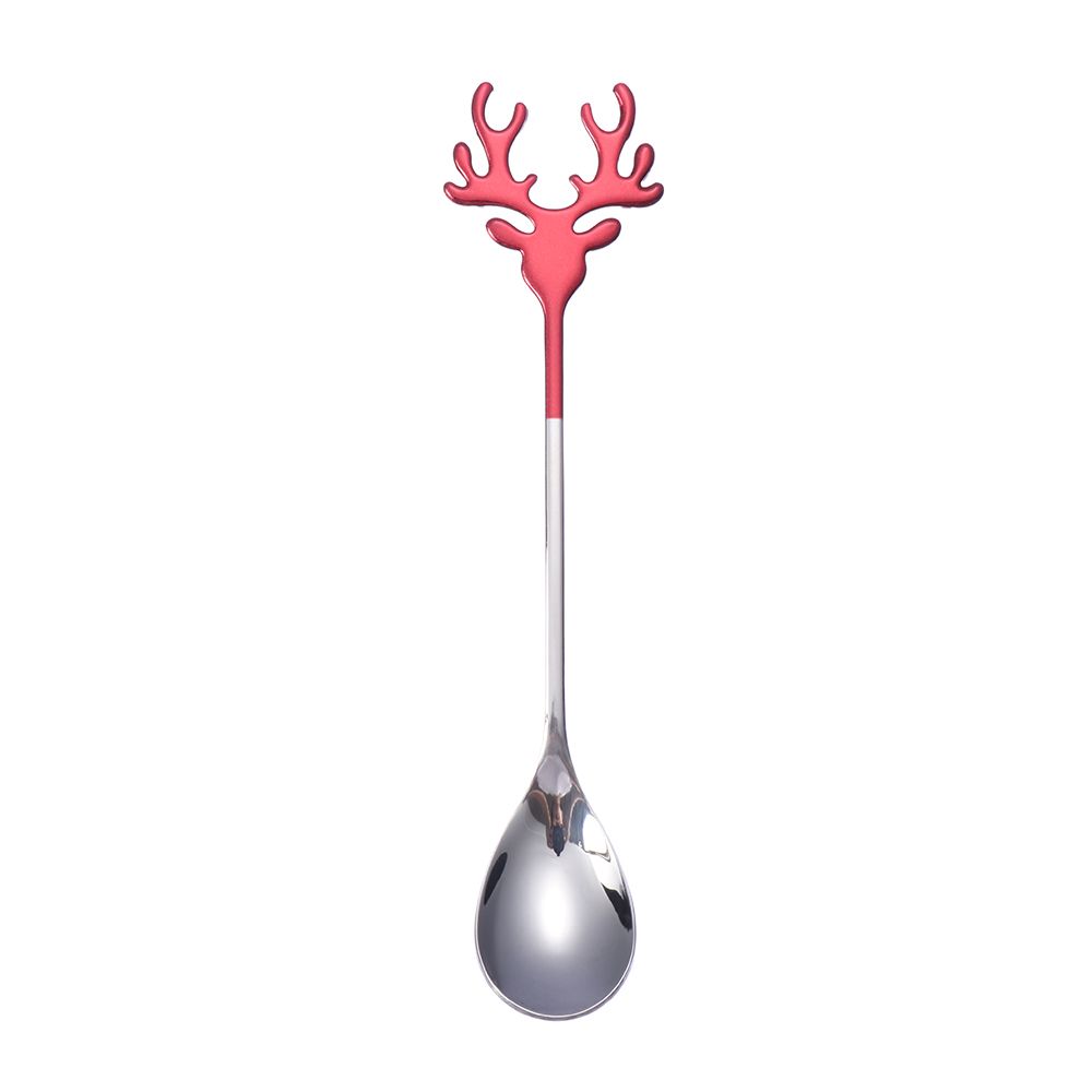 Tableware Stainless Steel Stirring Spoon Tea Scoop Xmas Antlers Coffee Scoops Christmas Spoons