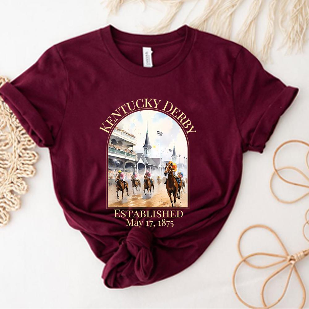 Kentucky Derby Race TShirt Horse Graphic Shirt Kentucky Derby Watercolor Tshirt Derby Party Tee Horse Race Top Horse Lover Gift S