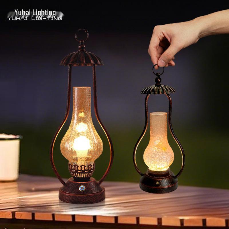 Vintage Chinese Kerosene Table Lamp - Old Shanghai Style Bedside Night Light