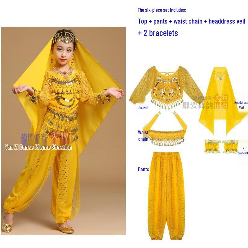 Children's Xinjiang Ethnic Dance Costume for Girls - Toddler Belly Dance Performance Outfit