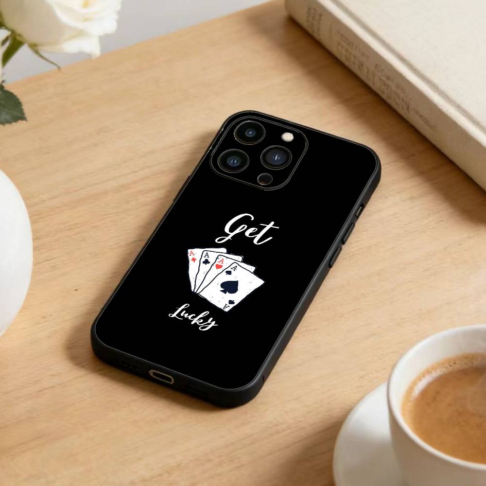 p-poker Phone Case For iPhone17,16,15,14,13,12 Plus,Max Soft Silicone Black Cover