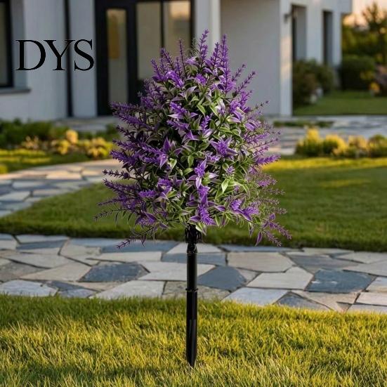 Lavender Plant For Home Artificial Topiary Ball Tree UV Resistant Fake Shrub Bushes with Retro Style Flowers Stake Realistic Plants for Wedding Patio