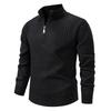 Men's Knitted Sweatshirt Long Sleeve Turtleneck Pullover Quarter Zipper Up Stand Collar Winter Fall Sweat Shirts for Men Texture Loose Pullover Tops