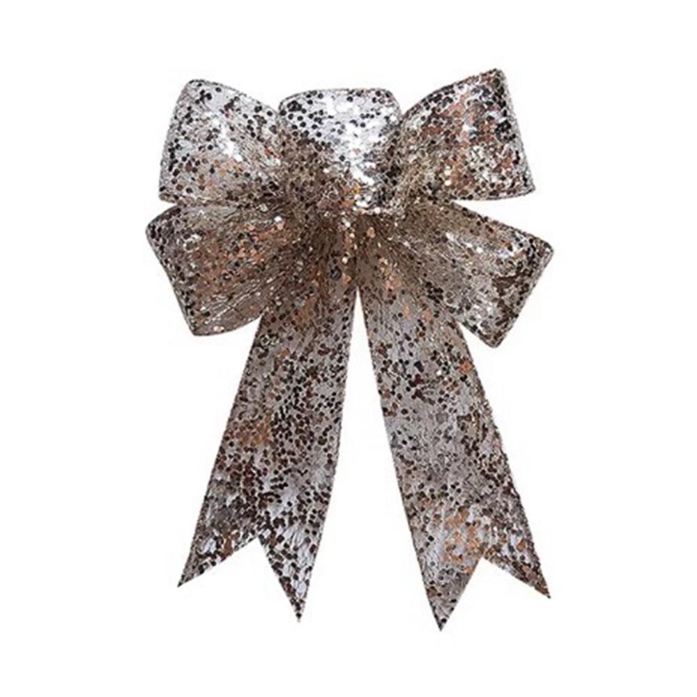 

5 шт. Уникальные полиэстеровые рождественские банты с пайетками, ручной работы, готовые банты, подвесные украшения, DIY рождественские елочные украшения, свадьба