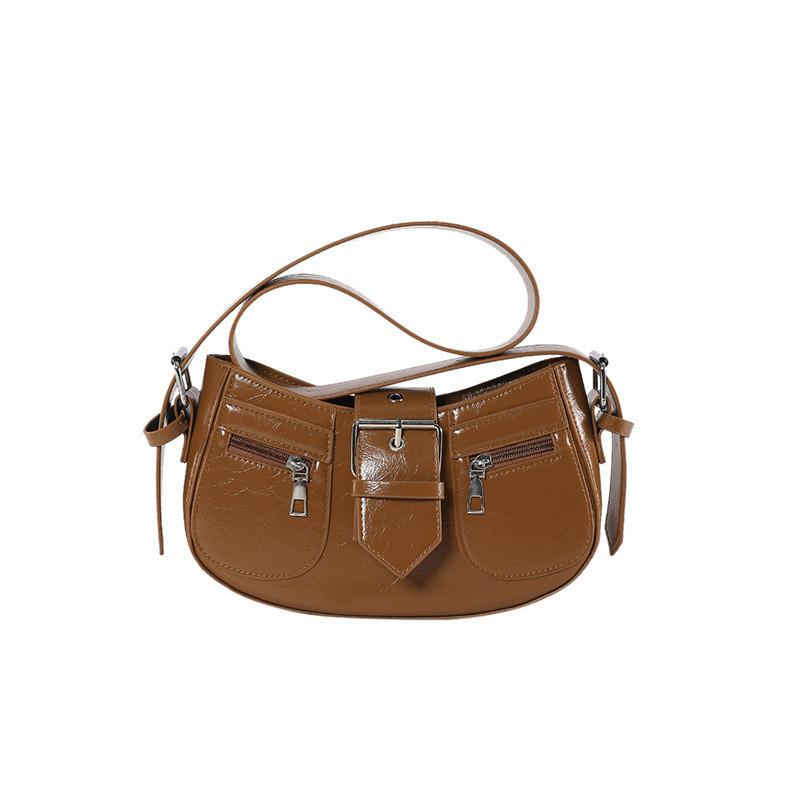 

Casual Crossbody Bag With Stitched Details And Polyester Lining коричневий