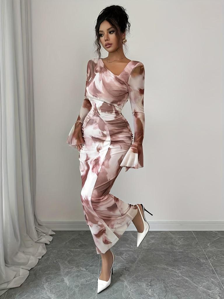 2025 Elegant Tie-Dye Mesh Dress with Stylish Design