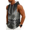 Men's Sleeveless Hoodie Casual Drawstring Hooded Tank Top Halloween Print Streetwear Muscle Fit Summer Vest