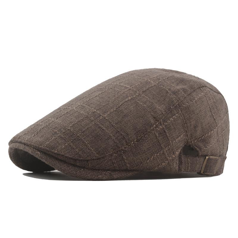 2020 cotton linen beret for men, vintage duckbill cap, artsy young adult forward cap, middle-aged and elderly hat