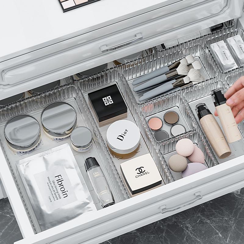 Acrylic Drawer Divider & Cosmetic Organizer Set for Dorms