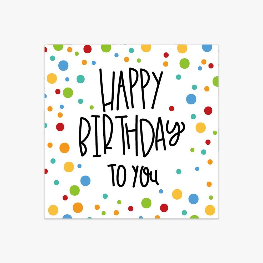 50PCS Creative Colorful Happy Birthday Cards Paper Sqaure Greeting Cards Blank Back Balloon Dots Pattern Message Cards Package
