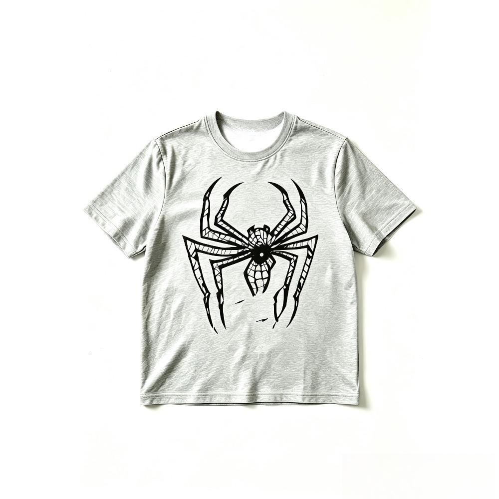 Unisex Spider Graphic Short Sleeve Tshirt Polyester Casual Streetwear Tee Retro Spider Print Fashion Crew T Shirt For Daily Wear