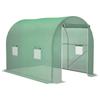 Garden Tunnel Greenhouse Ground Area 6 M² 3L X 2W X 2.10H M Reinforced Tubular Frame Zipped Door 4 Roll-Up Windows Green