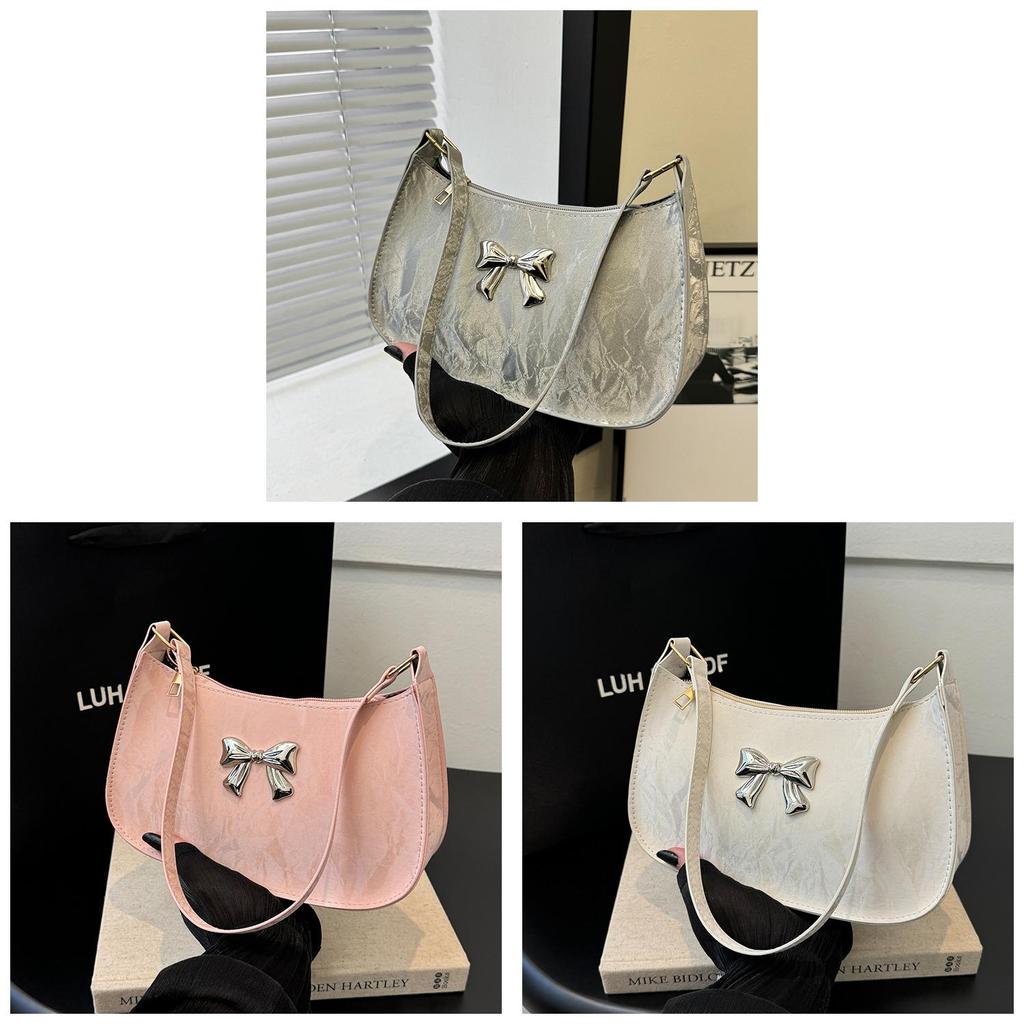 Crossborder Style Pu Mini Crescent Bag With Zipper Closure For Casual Travel