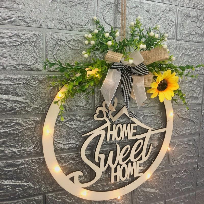 Wooden Welcome Sign With Cutout Design Christmas Door Hanging Home Decor Rustic Style