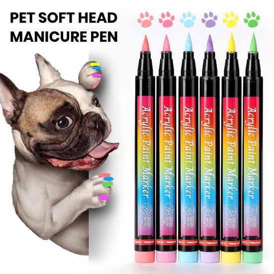 Yousheng 12 Colors Pet Nail Art Pen Set Quick Dry Brush Fun Creative Pet Paw Nail Polish Pens DIY Pet Manicure Supplies for Puppy Cat Small