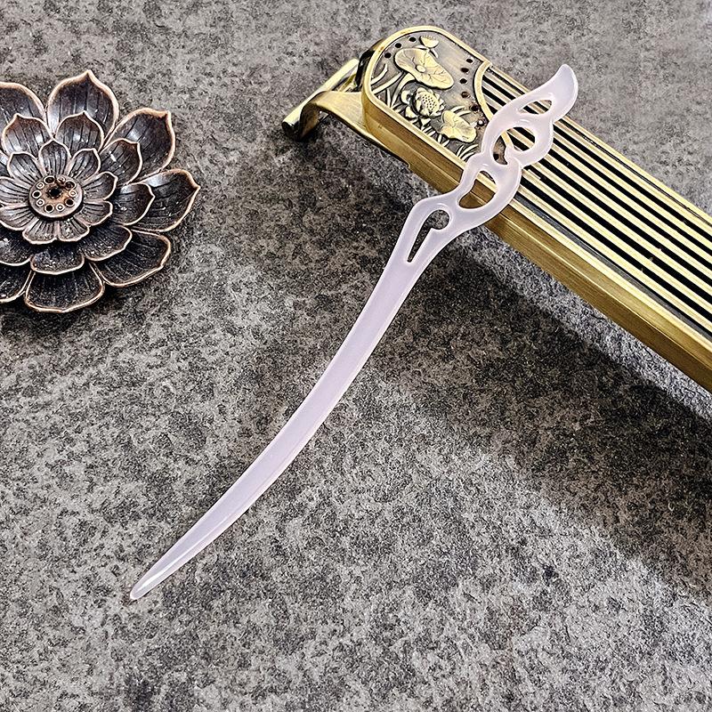 Imitation Jade Ancient Wind Hairpin Daily Hair Coiffure Hanfu Bamboo Xiangyun Cheongsam Hair Pulling Pill Head Multicolor Hairpin