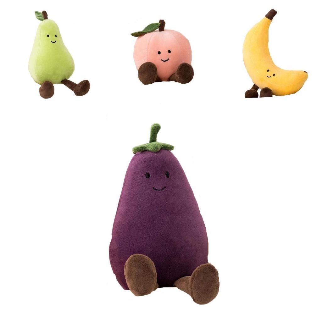 Adorable Fruit Party Plushies For Kids- Banana, Eggplant, Peach, And Pear Options!