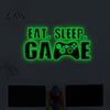 No Residue Wall Stickers Glow In The Dark Eat Sleep Game Decal, Luminous Gamer Boy Stickers, In Video Decor, Gaming Controller Decals for Boys