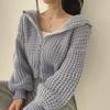 Lazy-Style Loose Chunky-Knit Knitwear: Women's Autumn Winter Hooded Short Sweater Coat (Design-Sense Collar)