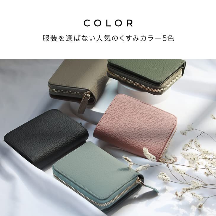 Damen-Bifold-Portemonnaie mit Akkordeon-Kartenfächern (Schwarz) Echtes Leder Diebstahlschutz Runder Reißverschluss Münzbeutel Scheinfach Groß