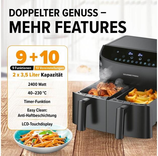 Фритюрница Gourmetmaxx с двумя камерами 2×3.5 л (12459)