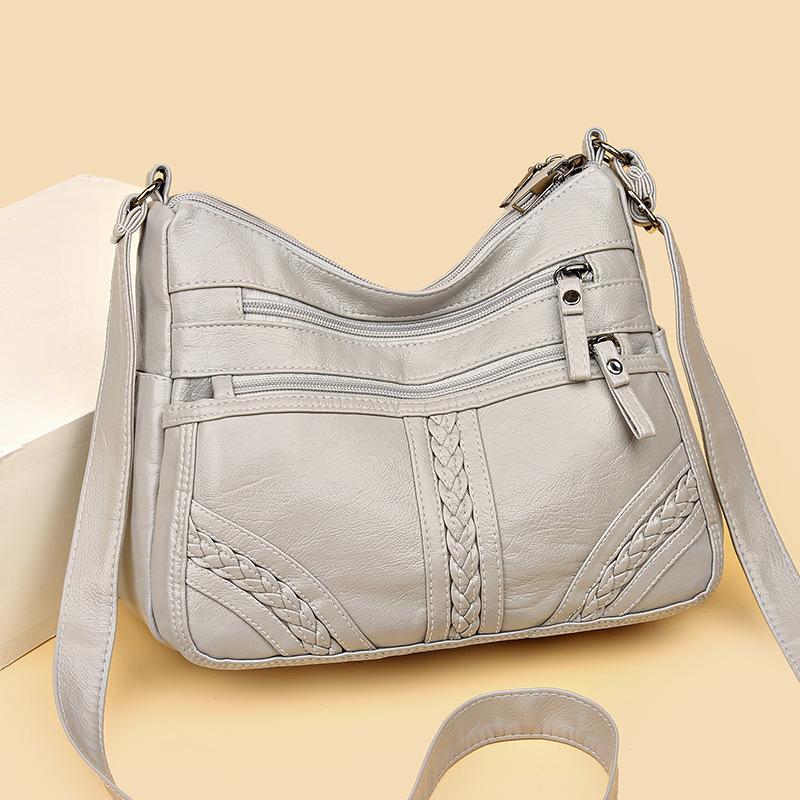 Umhängetasche für Damen Mode Neue Damenhandtasche Weiche Lederstruktur Große Kapazität Schultertasche für Frauen mittleren Alters