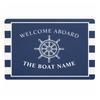 Nautical Wheel Anchor Personalised Welcome Aboard Door Mat Boat Name Navy Blue Striped Doormat Rug Carpet Non Slip Home Decor