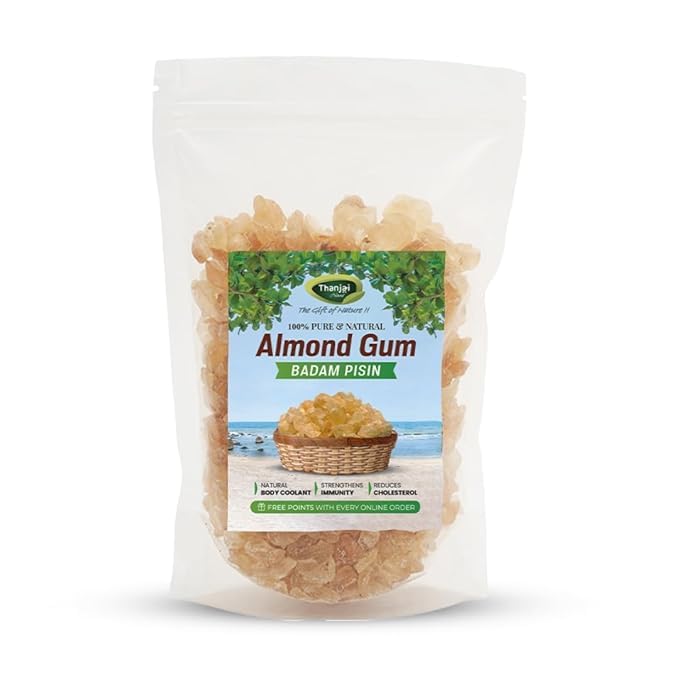 Goma de Almendra Natural Thanjai (Badam Pisin) - 250g | Gond Katira | Goma Tragacanto | Goma Kathila | Astragalus Gummifer | 100% Puro y Natural | Traditio