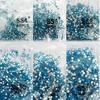 Blue Glass Nail Art Rhinestone Box Set - 12/6 Grids, Various Sizes, Flat-back Nail Decorations