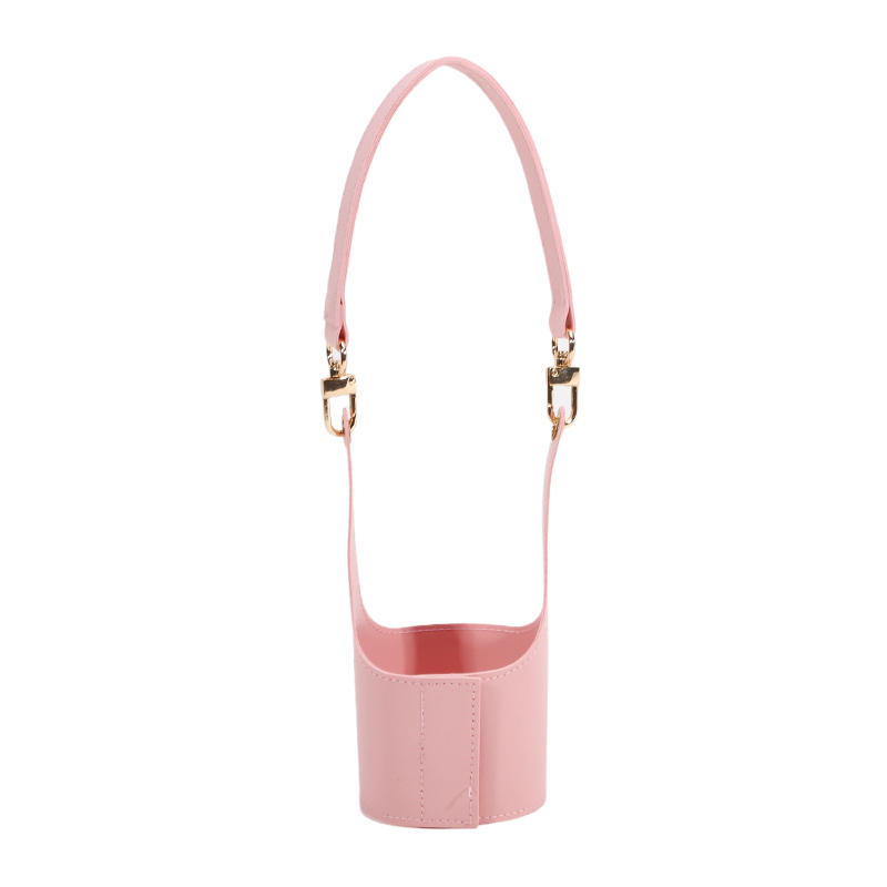 Portable Water Bottle Carrier with Detachable Strap Leather Coffee Cup Holder Bottle Protective Sleeve Bag for Outdoor Camping Travel