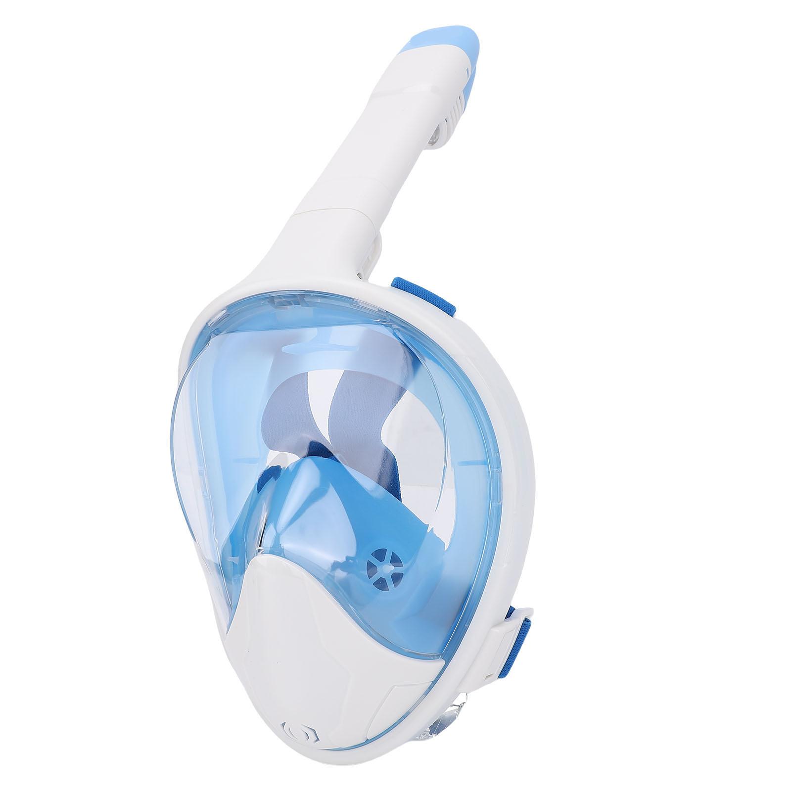 

Full Face Snorkel Goggles Liquid Silicone PC Anti Fog Anti Leak 180 Degree Panoramic View Snorkeling Face Cover Blue S M L/XL