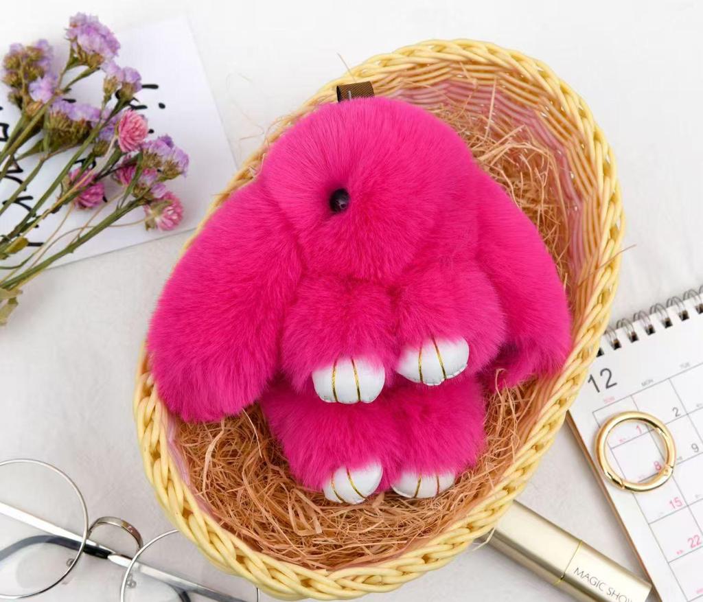 Portachiavi in Peluche Pelliccia Sintetica di Coniglio: Simpatico Ornamento Coniglio per Telefoni Cellulari e Chiavi dell'Auto