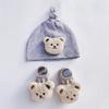 Windproof Hat and Floor Socks Set for Infants Cute Bear Baby Beanie Cap, Newborns Knotted Hats Cartoon Toddlers Bonnet