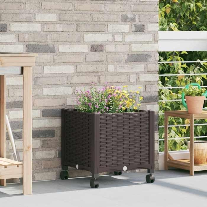 Maison Exclusive - Jardinière avec Roues Marron 40 x 40 x 44 cm PP