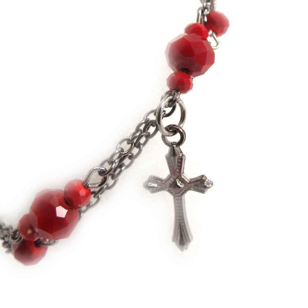 Les Trésors De Lily [J7989] - Designer Bracelet 'Mystical Cross' Red Gray