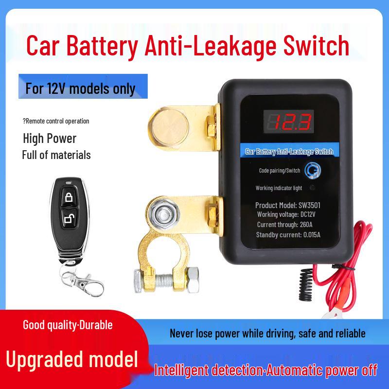 Smart Remote Car Battery Disconnect Switch, 12V, Pure Copper Relay & Knife Switch