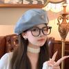 Denim Beret Women's Spring and Autumn Korean Style Versatile Face Show Little Belem Painter Hat Big Head Wrap Hat Trendy