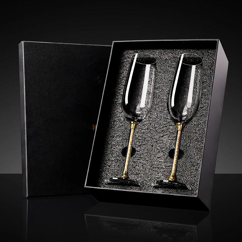 Set di Coppe da Champagne in Cristallo di Diamante Europeo Alta Bellezza Fatte a Mano Coppa ad Alto Stelo Tazza per Bollicine Set da Vino per la Casa Coppia di Tazze