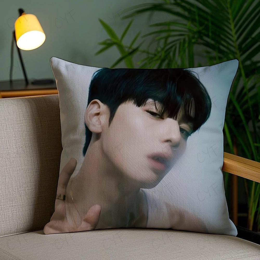 Kpop Styl Zpěvák Cha E-Eun W-Woo Povlak na polštář Povlak na polštář proti roztočům Neviditelný zip Hedvábný krátký plyš Potah na polštář na pohovku
