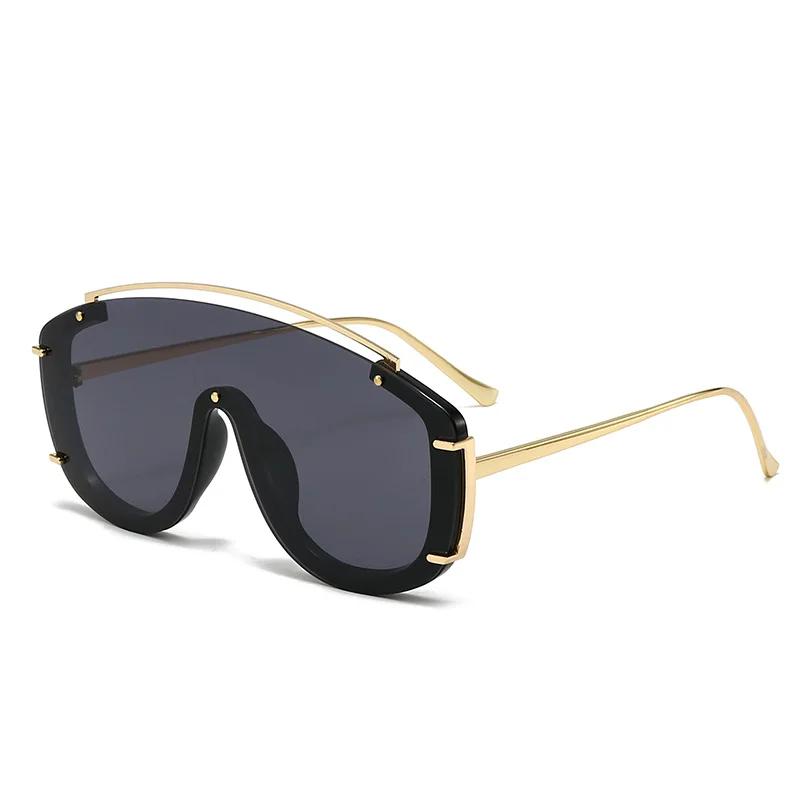 

European And American Trendy Metal Frame Color One-Piece Sunglasses Uv400 Sunscreen Travel Personalized Outdoor Glasses