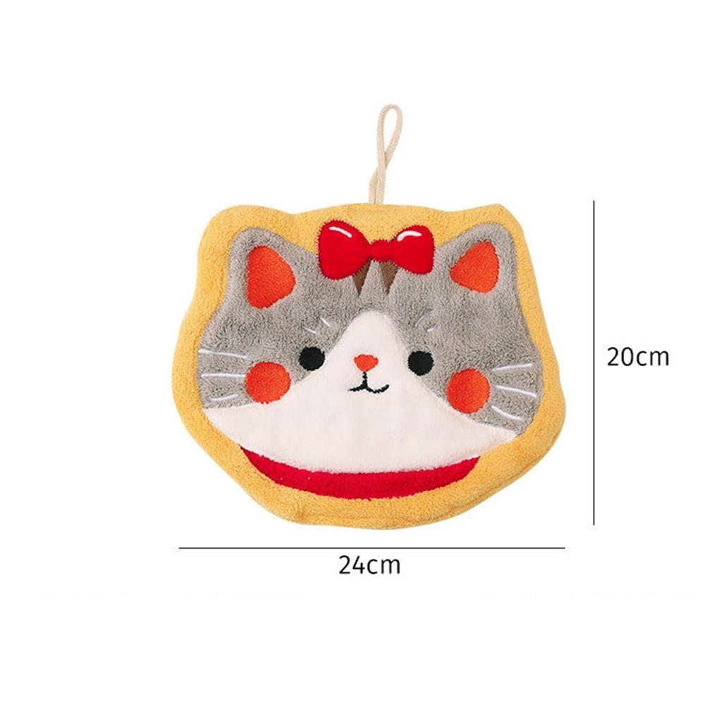 Super Absorbent Kitten Hand Towels Hangable Quick Dry Hand Towels Cartoon Coral Fleece Hand Towel