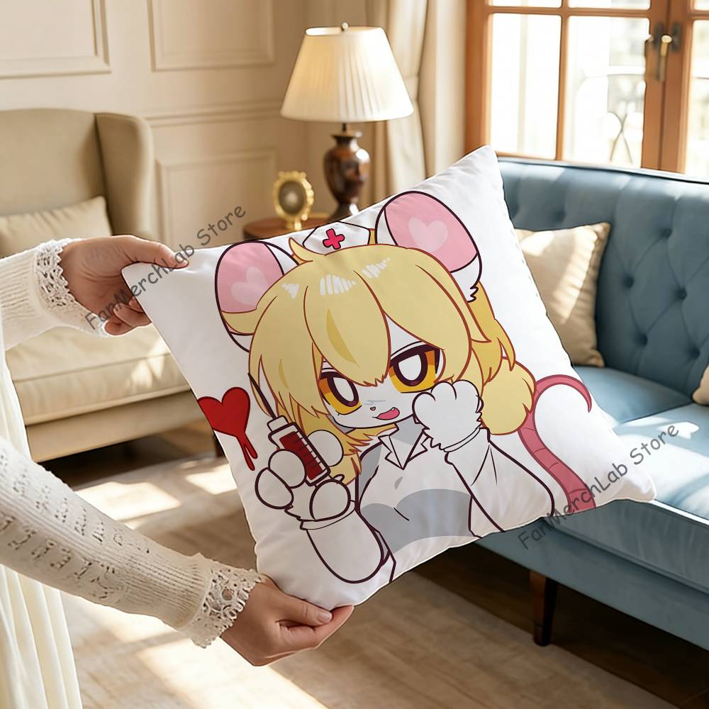 Lorna TTerribleS Mouse Anime Anime Pillow Case Antidustmite Pillowcase Invisible zipper silky short plush Sofa cushion cover
