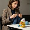 Funny Duck Figurine Small Resin Crocheting Duck Statue Collectible Tabletop Ornament for Desk Bookshelf Car Dashboard Decor
