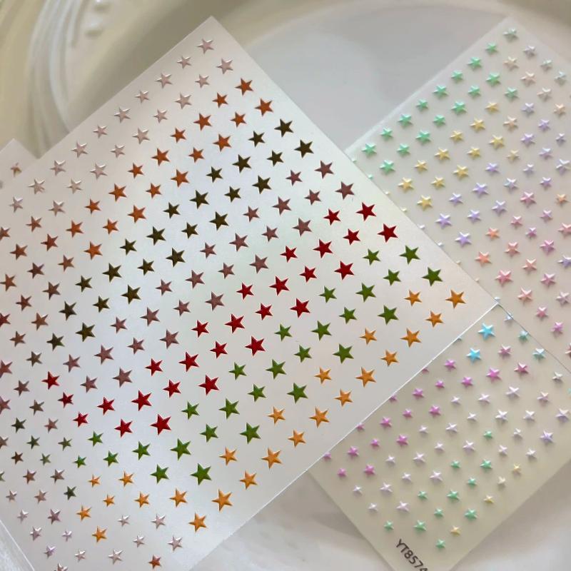 Holographic Star Nail Art Stickers Self Adhesive Assorted Colors Perfect For Diy Manicure Home Use Nail Salon Decor