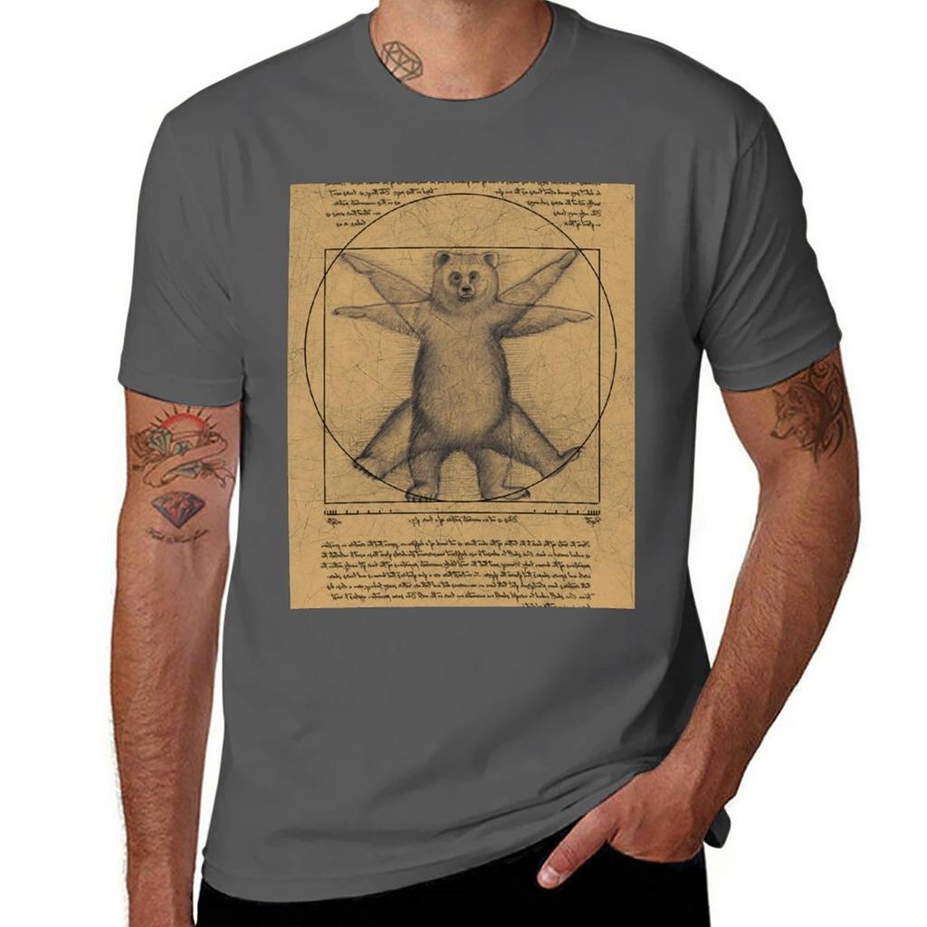 New The vitruvian bear TShirt boys t shirts Aesthetic clothing mens plain t shirts